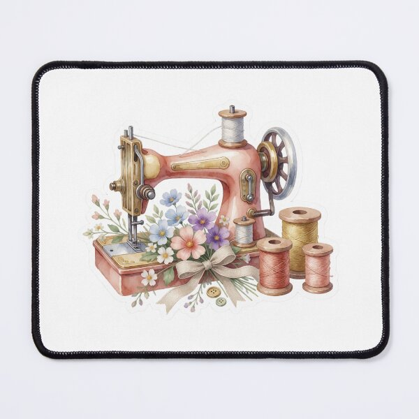Item preview, Vintage Sewing Machine Craft Room Illustration designed and sold by AillustriaAK.