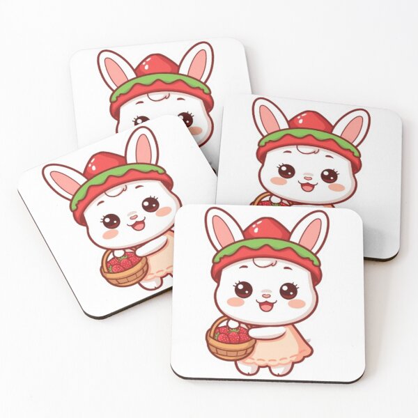 Item preview, Cute Bunny with Strawberries | Kawaii Rabbit Sticker designed and sold by Stylestickers55.