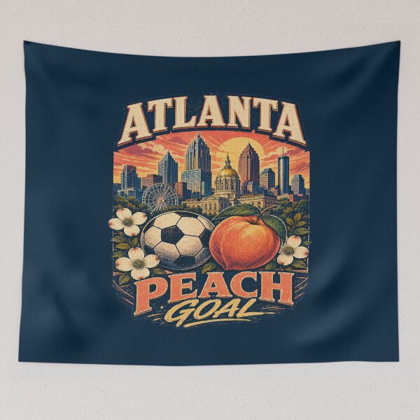 Item preview, Atlanta Peach Goal Retro Soccer Travel Shirt | Georgia Skyline Vintage Football Fan Design | Atlanta Match Day Gift designed and sold by Globalcitytees.