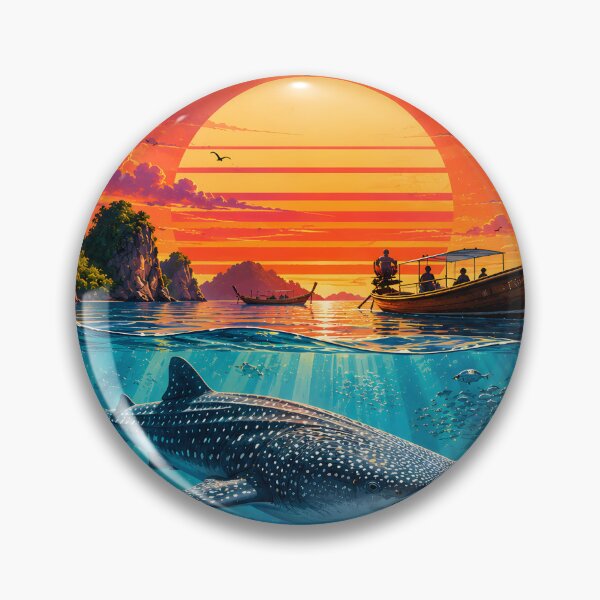 Item preview, RICHELIEU ROCK Thailand Retro Sunset Travel Poster – Andaman Sea Coastal Artwork designed and sold by Spirit of Siam.