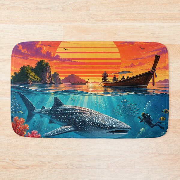 Item preview, RICHELIEU ROCK Thailand Retro Sunset Travel Poster – Andaman Sea Coastal Artwork designed and sold by Spirit of Siam.