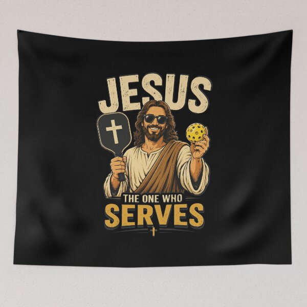 Item preview, Jesus The One Who Serves Funny Christian Pickleball designed and sold by OlakunleOloroz.