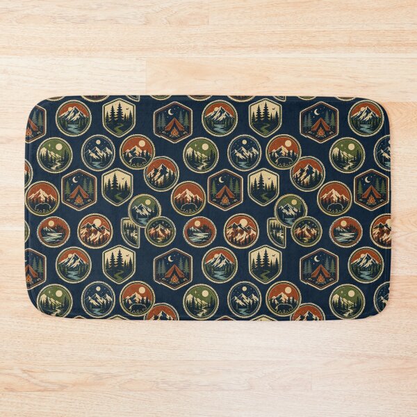 Item preview, Retro Camping Badge Patch Vintage Seamless Pattern designed and sold by Inkworksbyshery.