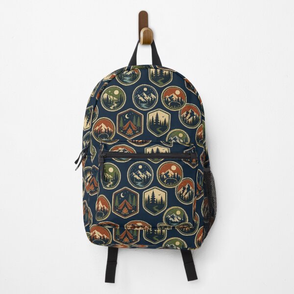 Item preview, Retro Camping Badge Patch Vintage Seamless Pattern designed and sold by Inkworksbyshery.