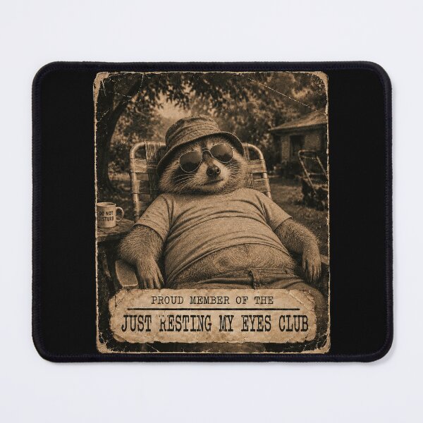 Item preview, Just Resting My Eyes Club – Funny Sleepy Raccoon Vintage Animal Humor Design designed and sold by PosiMCreations.