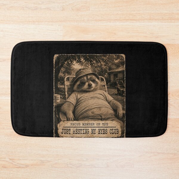 Item preview, Just Resting My Eyes Club – Funny Sleepy Raccoon Vintage Animal Humor Design designed and sold by PosiMCreations.