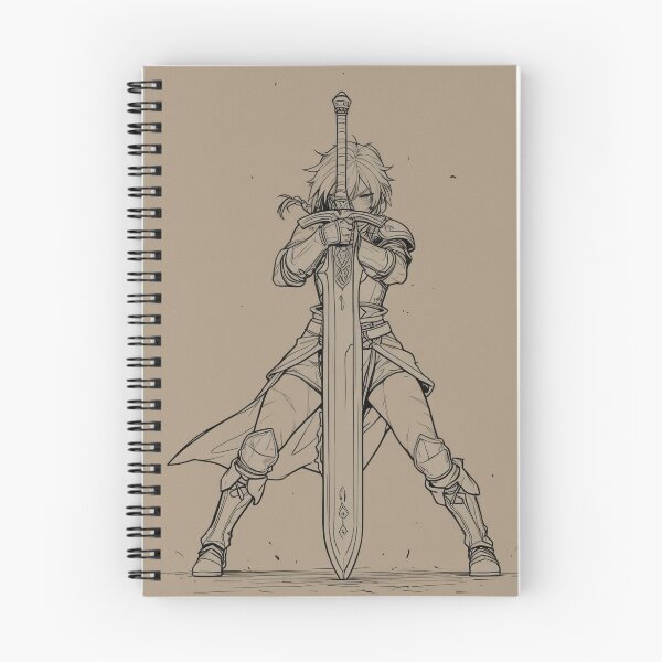 Item preview, Illustration - Manga Fantasy Warrior, Black Line Character Design on Beige Background designed and sold by AnimeShin.