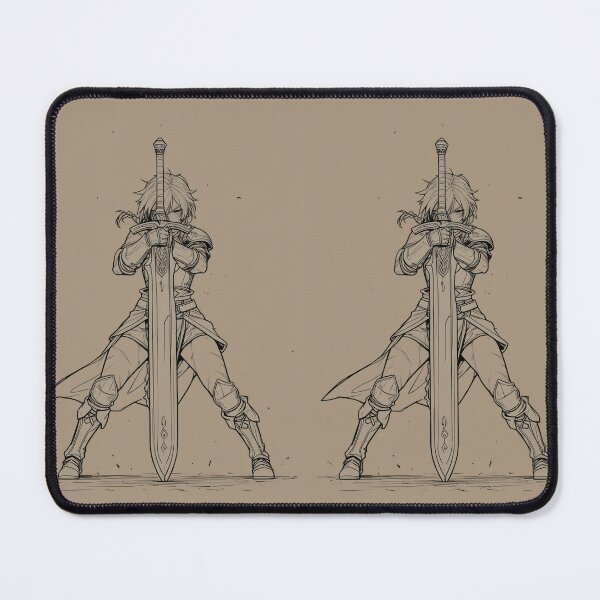 Item preview, Illustration - Manga Fantasy Warrior, Black Line Character Design on Beige Background designed and sold by AnimeShin.