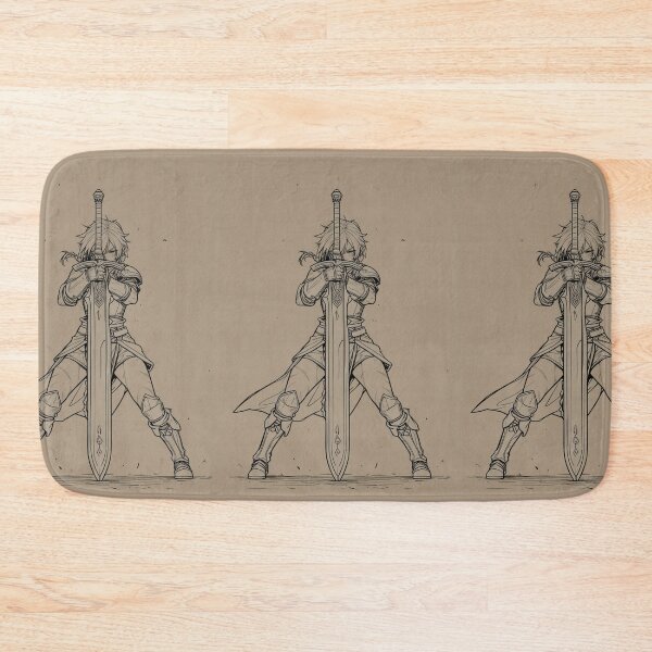 Item preview, Illustration - Manga Fantasy Warrior, Black Line Character Design on Beige Background designed and sold by AnimeShin.