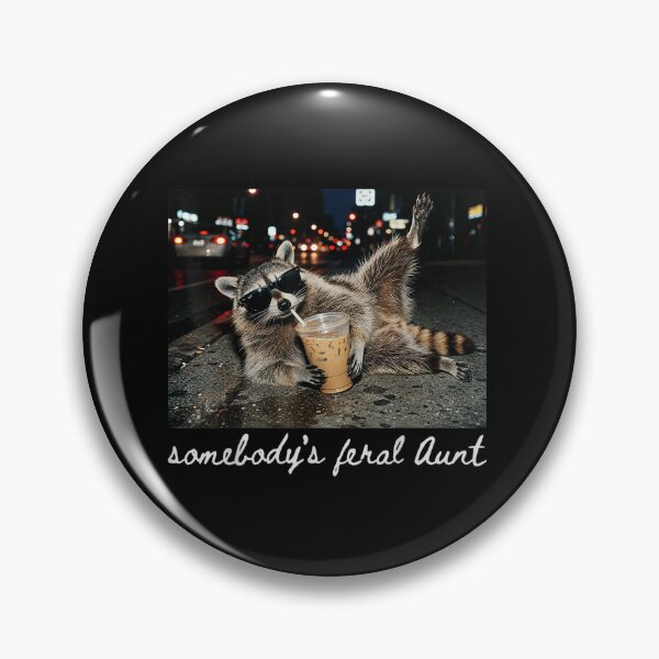 Item preview, Somebodys Feral Aunt Funny Raccoon Drinking Iced Coffee Night Street Meme Design designed and sold by PhocoNibict.