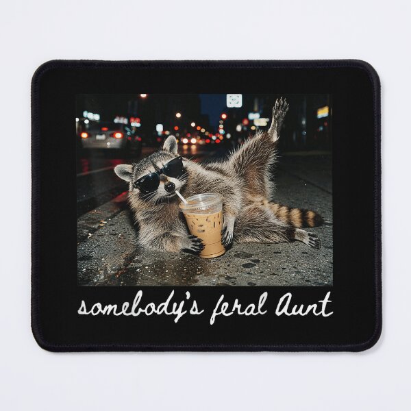 Item preview, Somebodys Feral Aunt Funny Raccoon Drinking Iced Coffee Night Street Meme Design designed and sold by PhocoNibict.