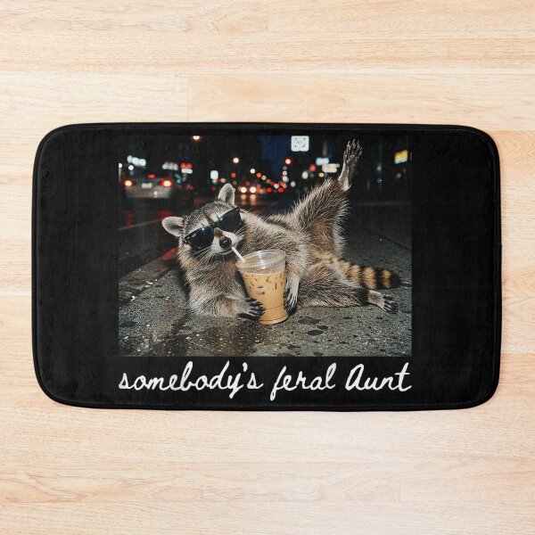 Item preview, Somebodys Feral Aunt Funny Raccoon Drinking Iced Coffee Night Street Meme Design designed and sold by PhocoNibict.