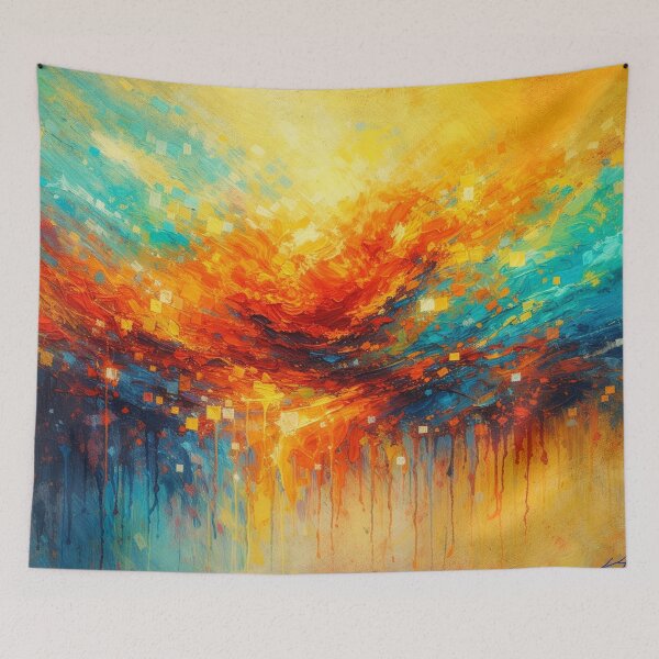 Item preview, Abstract Sunrise Symphony Orange Blue Sunset Fine Art Print designed and sold by Joey Santiago.