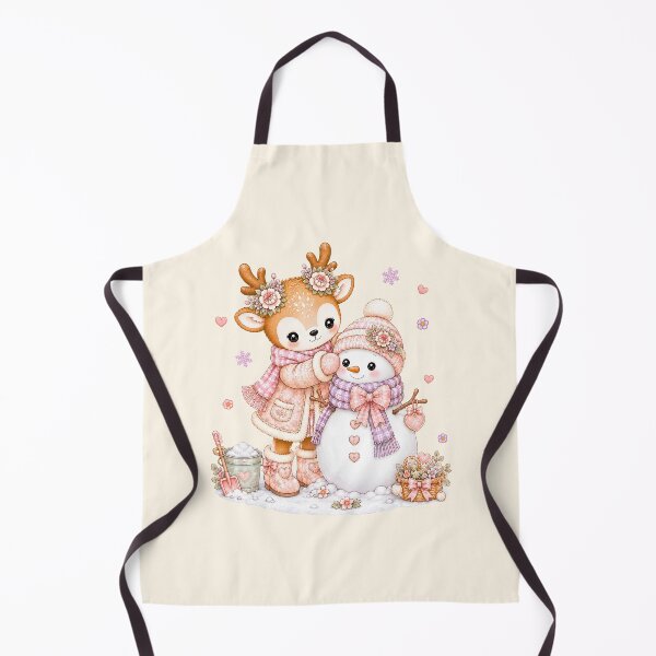 Item preview, Cute Reindeer Building Snowman | Kawaii Cottagecore Winter Christmas Friends Pastel Holiday Illustration designed and sold by looplandger.