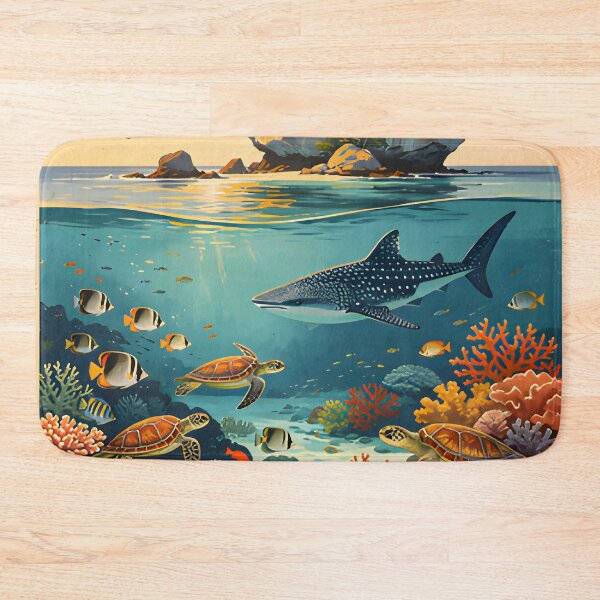 Item preview, Retro tropical sunset poster illustration of Richelieu Rock, Andaman Sea, Thailand. designed and sold by Spirit of Siam.
