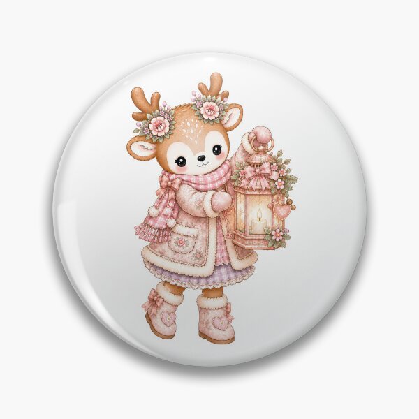 Item preview, Cute Reindeer Holding Christmas Lantern | Kawaii Cottagecore Pastel Winter Holiday Deer with Cozy Candle Illustration designed and sold by looplandger.