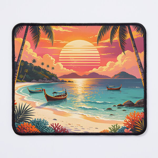 Item preview, Koh Lipe Thailand Retro Sunset Travel Poster – Andaman Sea Coastal Artwork designed and sold by Spirit of Siam.