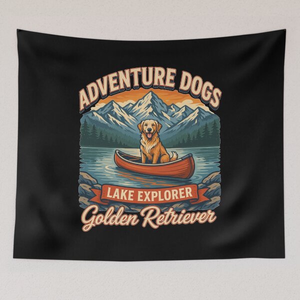 Item preview, Adventure Dogs – Lake Explorer | Golden Retriever Vintage Canoe Camping designed and sold by No Excuses Supply.