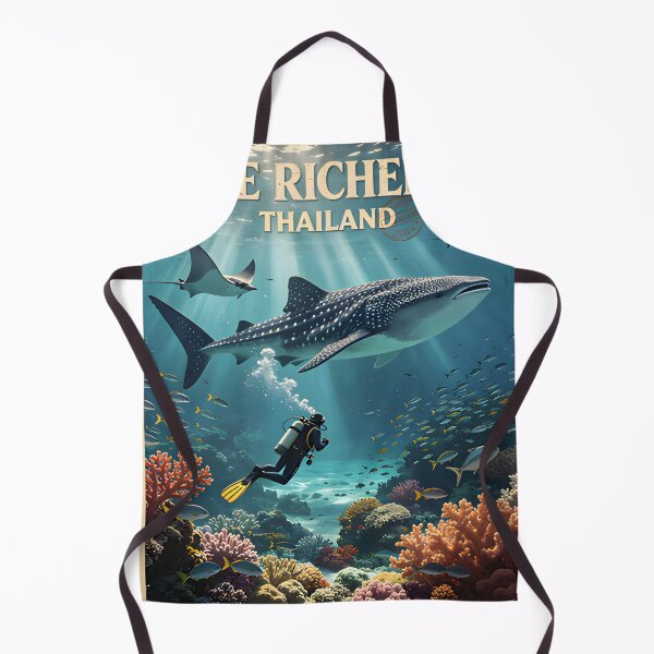Item preview, Retro tropical sunset poster illustration of Richelieu Rock, Andaman Sea, Thailand. designed and sold by Spirit of Siam.