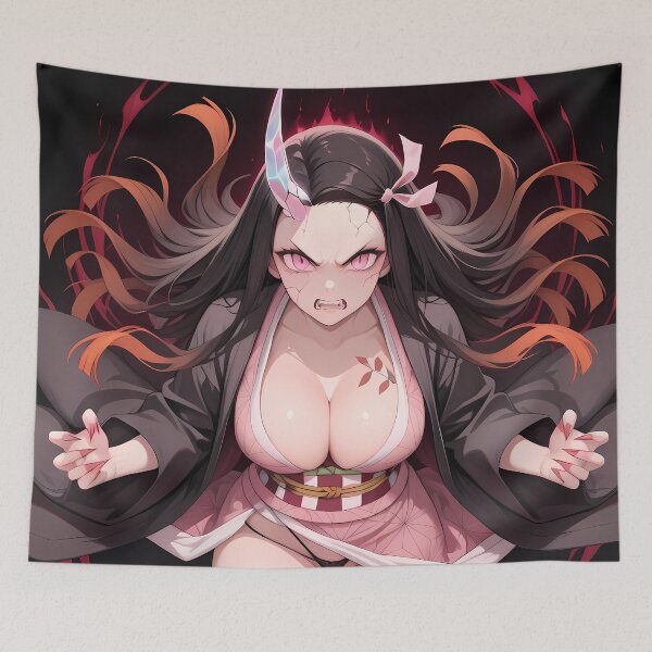 Item preview, Nezuko Kamado Kimetsu Dramatic Aura Power Neon Pink designed and sold by GABRIELMURPHY.
