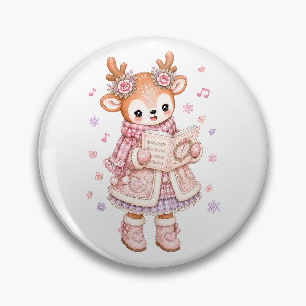 Item preview, Cute Reindeer Singing Christmas Carols | Kawaii Cottagecore Pastel Holiday Caroler Deer Winter Music Illustration designed and sold by looplandger.