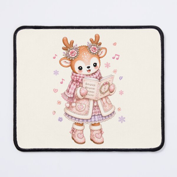 Item preview, Cute Reindeer Singing Christmas Carols | Kawaii Cottagecore Pastel Holiday Caroler Deer Winter Music Illustration designed and sold by looplandger.