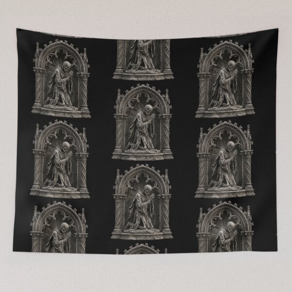 Item preview, Kneeling Skeleton Monk in Prayer — Gothic Sculpture designed and sold by David Mateo ArtWorks.