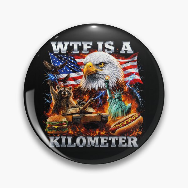 Item preview, Funny American Patriot Eagle Meme WTF Is A Kilometer Patriotic USA Flag designed and sold by ObukiLantara.