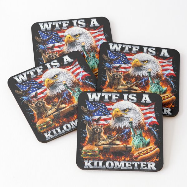 Item preview, Funny American Patriot Eagle Meme WTF Is A Kilometer Patriotic USA Flag designed and sold by ObukiLantara.