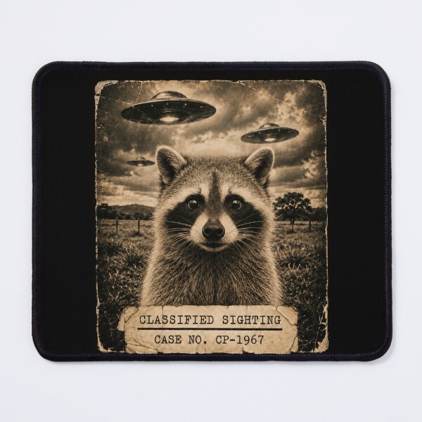 Item preview, Raccoon UFO Classified Sighting – Funny Paranormal Alien Humor Design designed and sold by PosiMCreations.