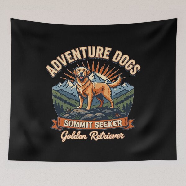 Item preview, Adventure Dogs – Summit Seeker | Golden Retriever Vintage Mountain Hiking designed and sold by No Excuses Supply.