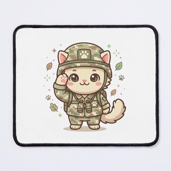 Item preview, Cute Chibi Camouflage Soldier Kitten designed and sold by Cat Lady.