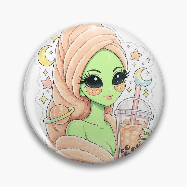 Item preview, Cute Alien Boba Sticker | Pastel Kawaii Bubble Tea Girl designed and sold by STICK-KAY things Co..