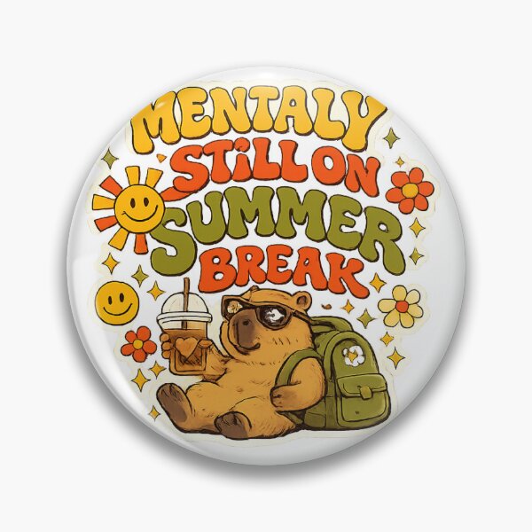 Item preview, Mentally Still on Summer Break Cute Capybara Sticker Funny Retro Back to School Groovy Design designed and sold by SpaceConcept.