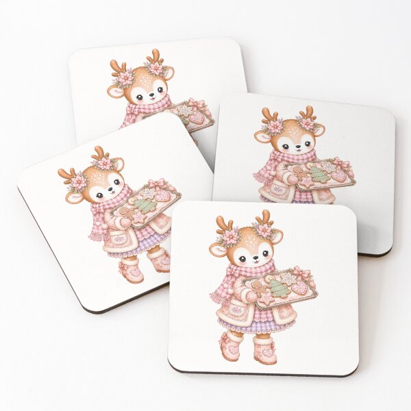 Item preview, Cute Reindeer Baking Christmas Cookies | Kawaii Gingerbread Holiday Deer Pastel Christmas Baker Illustration designed and sold by looplandger.