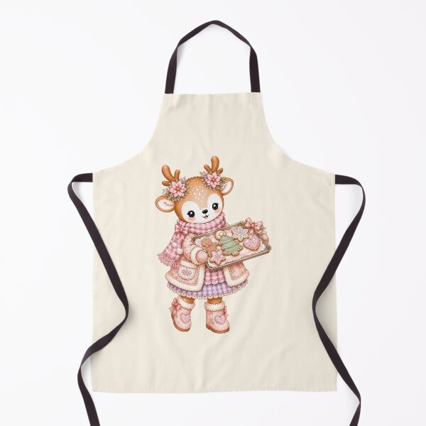 Artikelvorschau, Cute Reindeer Baking Christmas Cookies | Kawaii Gingerbread Holiday Deer Pastel Christmas Baker Illustration entworfen und verkauft von looplandger.