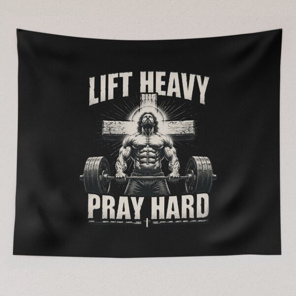 Item preview, Lift Heavy Pray Hard Christian Jesus Gym Faith designed and sold by OlakunleOloroz.