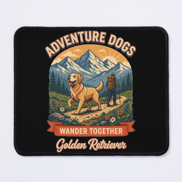 Item preview, Adventure Dogs – Wander Together | Golden Retriever Vintage Hiking designed and sold by No Excuses Supply.