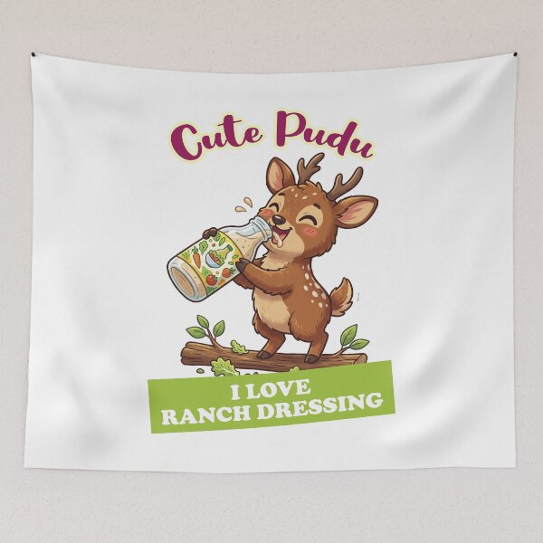 Item preview, Cute Pudu Deer Drinking Ranch Dressing - I Love Ranch designed and sold by LOVEARTDESIGN.