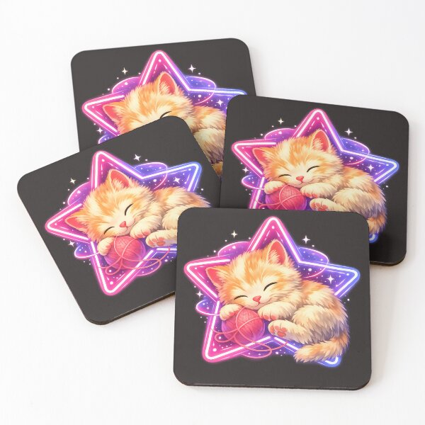 Item preview, Illustrated Neon Star Kitten – Cute Futuristic Cat Art designed and sold by Neo Tokio.