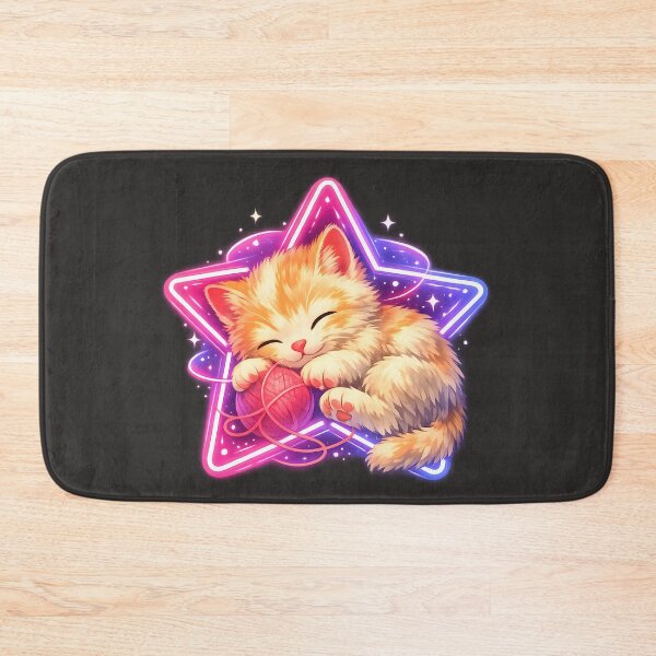Item preview, Illustrated Neon Star Kitten – Cute Futuristic Cat Art designed and sold by Neo Tokio.