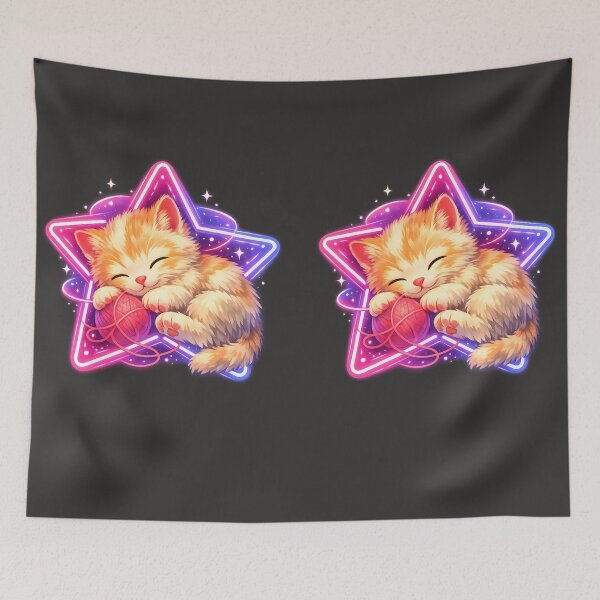 Item preview, Illustrated Neon Star Kitten – Cute Futuristic Cat Art designed and sold by Neo Tokio.