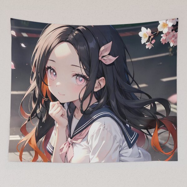 Item preview, Nezuko Kamado Demon Slayer Shy Street Sakura Petals designed and sold by Williamhallano.
