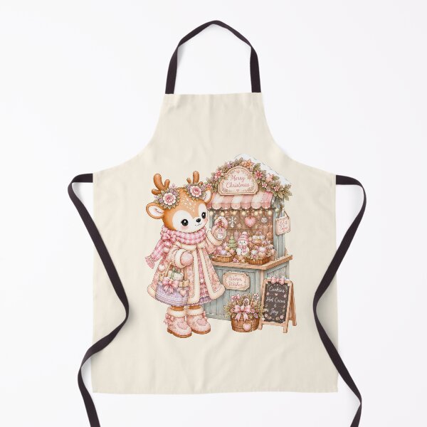 Artikelvorschau, Cute Reindeer at Christmas Market Stall | Kawaii Holiday Shop Deer Pastel Christmas Cottagecore Illustration entworfen und verkauft von looplandger.