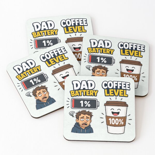 Item preview, Funny Dad Battery 1% vs Coffee Level 100% designed and sold by MedRoh.
