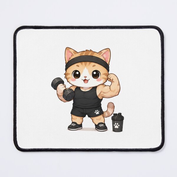 Item preview, Buff Cat Lifting Dumbbell Gym Art designed and sold by  Cat Lady.