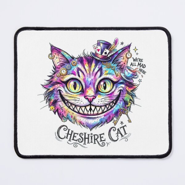 Item preview, Watercolor Steampunk Cheshire Cat Alice in Wonderland We're All Mad Here designed and sold by LiluGross.