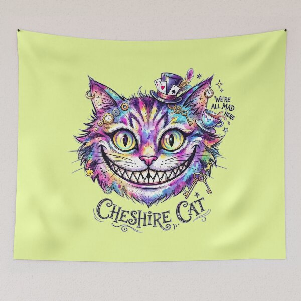 Item preview, Watercolor Steampunk Cheshire Cat Alice in Wonderland We're All Mad Here designed and sold by LiluGross.