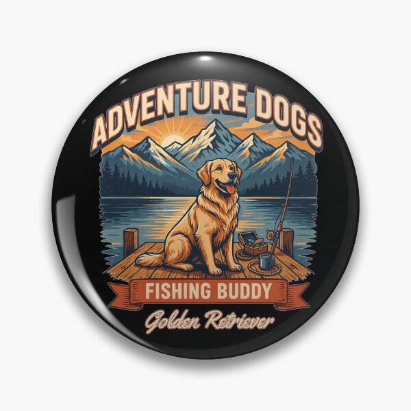 Item preview, Adventure Dogs – Fishing Buddy | Golden Retriever Vintage Fishing designed and sold by No Excuses Supply.