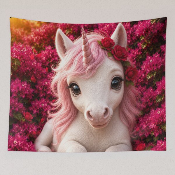 Item preview, Cute Pink Baby Unicorn in Blooming Flowers designed and sold by Rohan132.